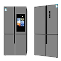Two French Door Stainless Steel Refrigerators With Smart Display Panel Modern Design