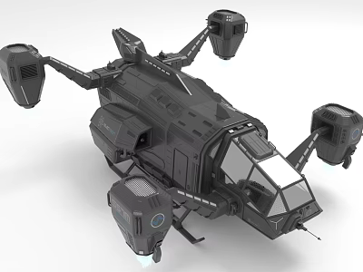 3D Model Of Futuristic Black Fighter Jet With Multiple Engines 3d model