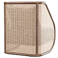 Comfortable Leisure Chair with Wooden Frame Woven Sides and Gray Cushions for Modern Living