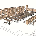 Spacious Classroom Interior Layout With Neatly Arranged Desks Chairs And Bookshelves