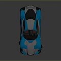 Blue And Silver Sports Car With Sleek Aerodynamic Body And Rear Spoiler