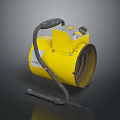 Yellow Industrial Heater With Black Hose Control Panel Mesh Air Outlet And Metal Stand