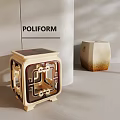 New Chinese Dining Table Stool Square Stool 3d model