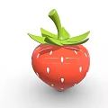 Fresh Red Strawberry With Green Stem Leaves And White Seeds On Surface