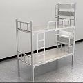 White Metal Frame Bunk Bed With Wooden Slats And Ladder For Dormitory Space