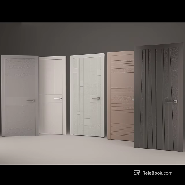 Modern Flush Doors With Various Designs And Neutral Color Options For Home 3d model 