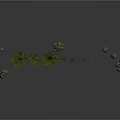 Natural Landscape Scene Components With Various Green Trees Dry Trunks And Decorative Rocks
