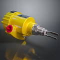 Yellow Industrial Sensor Device With Red Knob And Metal Probe Head 3d model