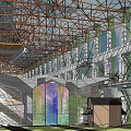 Modern Pergola Structure With Metal Framework Arched Ceiling And Concrete Walls