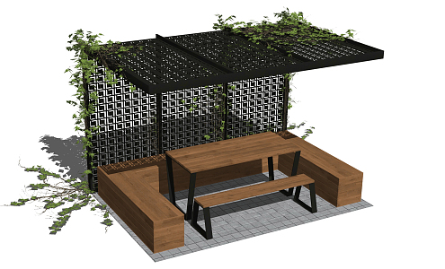 Industrial LOFT pavilion wrought iron landscape pavilion porch rack 3d model