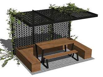 Industrial LOFT pavilion wrought iron landscape pavilion porch rack 3d model
