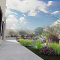 Courtyard Garden SU Model 3d model