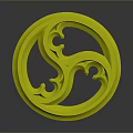 Yellow Circular Ornamental Spiral Design Clothing Accessory Badge for Modern Apparel
