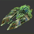 Futuristic Metallic Spaceship With Blue Bronze Wings And Detailed Design