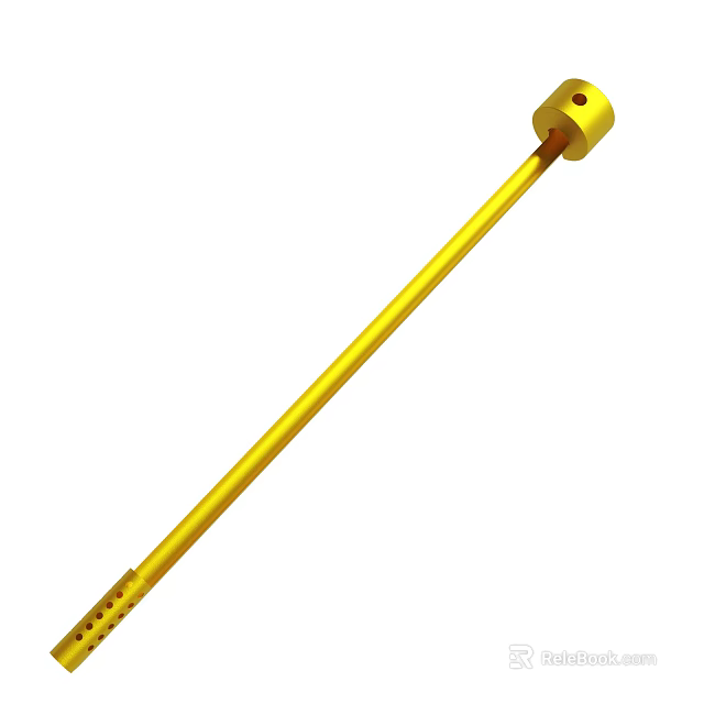 Durable Yellow Long Rod Tool Featuring Circular Head And Metal Design 3d model 