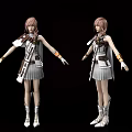 Game And Movie Character With Pink Hair White Outfit Short Skirt And Boots