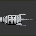 Futuristic Sci Fi Spaceship With Streamlined Silver Metallic Body Circular Windows Control Panels And Antenna