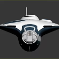 Modern White and Blue Watercraft with Streamlined Design Transparent Front Circular Top and Fin-like Tail