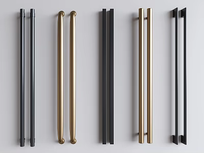 Modern Metal Cabinet Handles With Various Designs And Color Finishes For Home Furniture 3d model