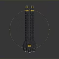 Sci Fi Black Mechanical Device Featuring Multiple Barrels Mechanical Legs Yellow Labels And Blue Indicators 3d model