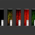 Cylindrical Containers With Red Green Gradient Colors Reflective Surface And White Labels