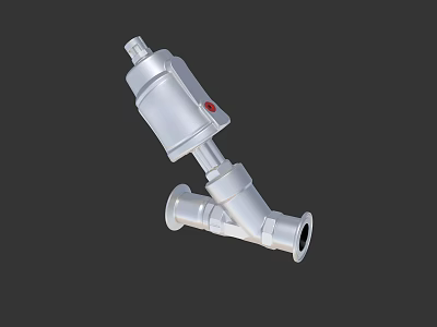 Industrial Y Type Valve With Silver Body Control Device And Connection Ports 3d model