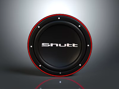 Shutt Circular Subwoofer With Black Body Red Rim And Metallic Dots Design 3d model