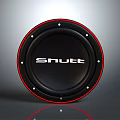 Shutt Circular Subwoofer With Black Body Red Rim And Metallic Dots Design