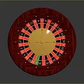 Red Roulette Wheel With Yellow Pointer Colorful Numbered Slots And Smooth Rotating Design