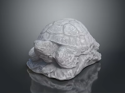 Detailed Reptile Turtle Sculpture With Realistic Shell Texture And Smooth Stone Base 3d model
