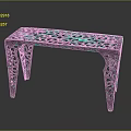 Elegant black metal bench with intricate cutout patterns and carved decorative legs