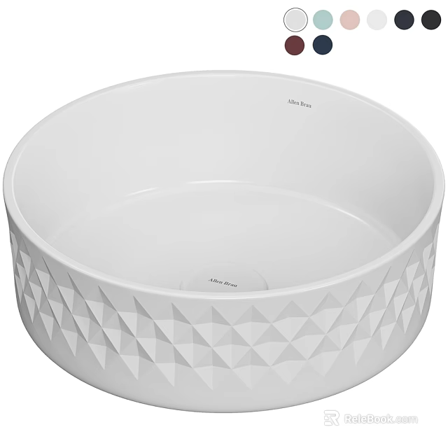 Modern White Wash Basin Featuring Geometric Triangular Patterns For Bathroom 3d model 