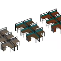 Modular Office Workstations With Multiple Colors And Partition Designs