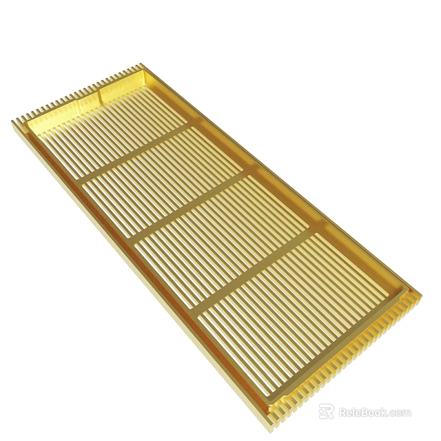 Golden Rectangular Grill Structure With Parallel Slats And Metal Frame Design 3d model