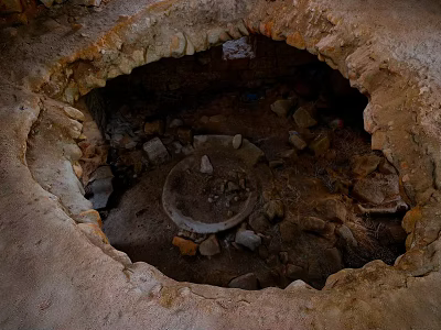 Ancient Natural Cave With Stone Walls And Circular Interior Structure 3d model