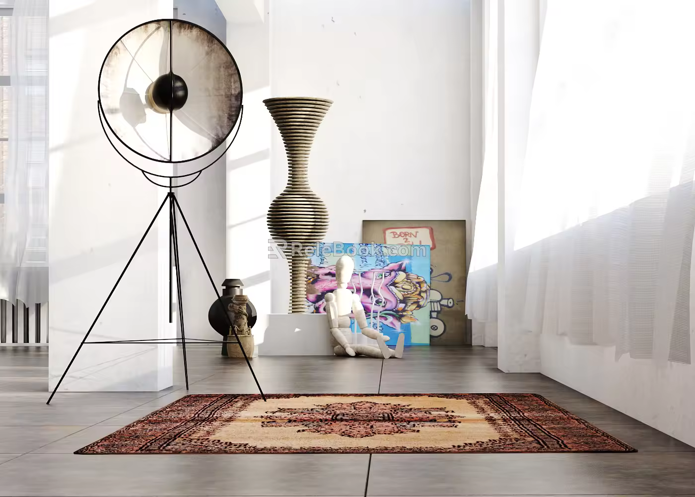 modern floor lamp decorative art installation ornaments string puppet art 3d model