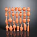 Artistic Orange Vase Sculptures Featuring Various Shapes In Creative Display Arrangement