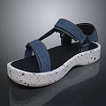 Blue Denim Sandals With Double Straps And White Speckled Thick Sole