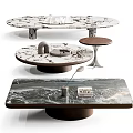 Modern Marble Coffee Tables In Round Oval And Rectangular Shapes With Decorative Accents 3d model