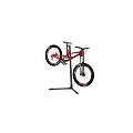 Red Mountain Bicycle on Repair Stand with DURO Tires and Suspension System