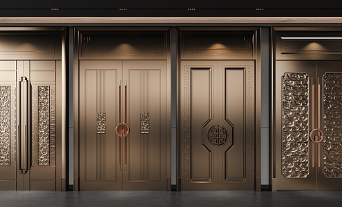 Chinese-style bronze entrance door 3d model