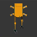 Orange Mechanical Robot Creature With Multi Legs And Articulated Arms 3d model
