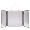 Foldable Hanging Tri Panel Mirror with Silver Metal Frame and Adjustable Sides 3d model