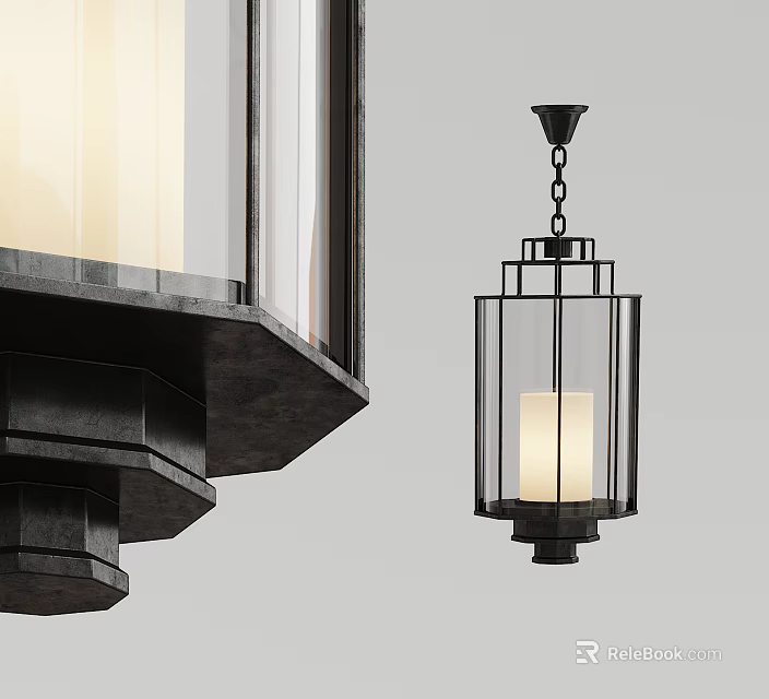 Modern Black Metal Frame Chandelier With Glass Shade And Candle Shaped Light 3d model 