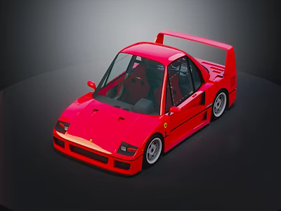 Red Sports Car With Large Rear Wing Transparent Windows And Sleek Body Design 3d model