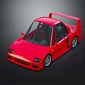 Red Sports Car With Large Rear Wing Transparent Windows And Sleek Body Design