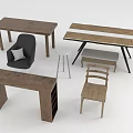Rustic Table And Chair Set With Wooden Desks Black Chairs White Stool And Bench