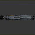 Futuristic Sci Fi Pistol With Sharp Edges Metallic Body Orange Grip And Green Gem