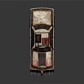 Rusty Modified Armored Vehicle With Front Spikes And Roof Equipment