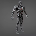 Futuristic Sci Fi Robot Character With Metallic Armor And Red Chest Accents